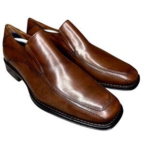 Johnston & Murphy Brown Leather Loafer Square Toe Slip On Mens 11M